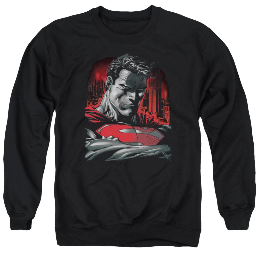 Superman Man Of Steel Men's Crewneck 50 50 Poly LS T