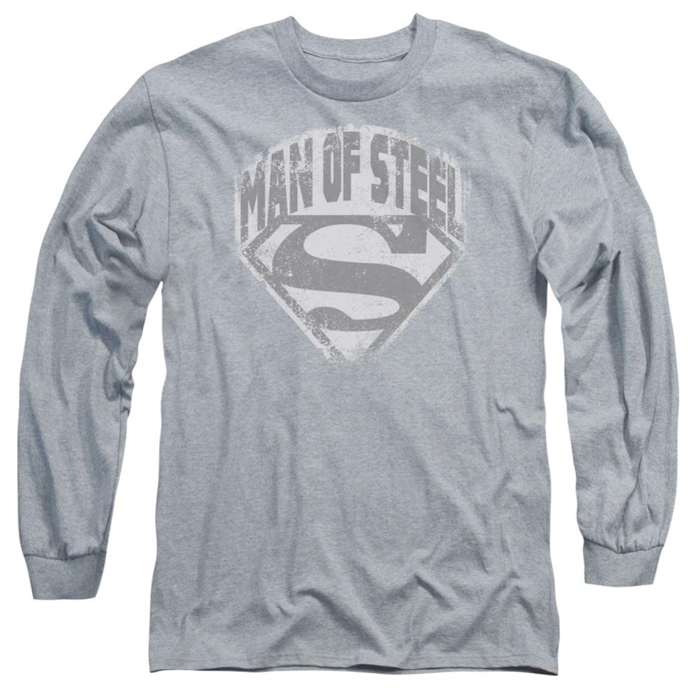 Superman Man Of Steel Shield Men's 18/1 Cotton LS T