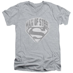 Superman Man Of Steel Shield Men's 30/1 Cotton Slim V-Neck T