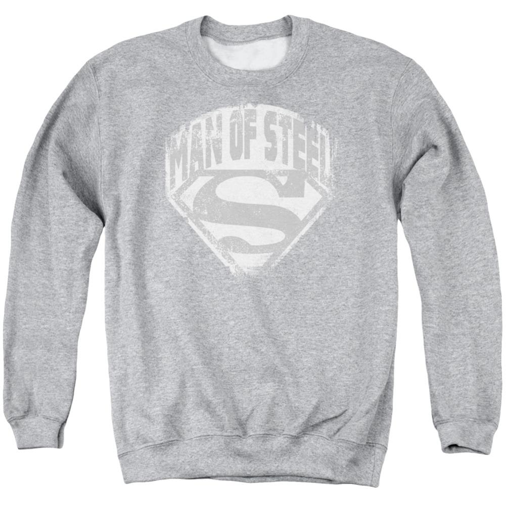 Superman Man Of Steel Shield Men's Crewneck 50 50 Poly LS T