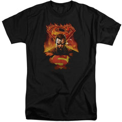 Superman Man On Fire Men's 18/1 Tall Cotton SS T