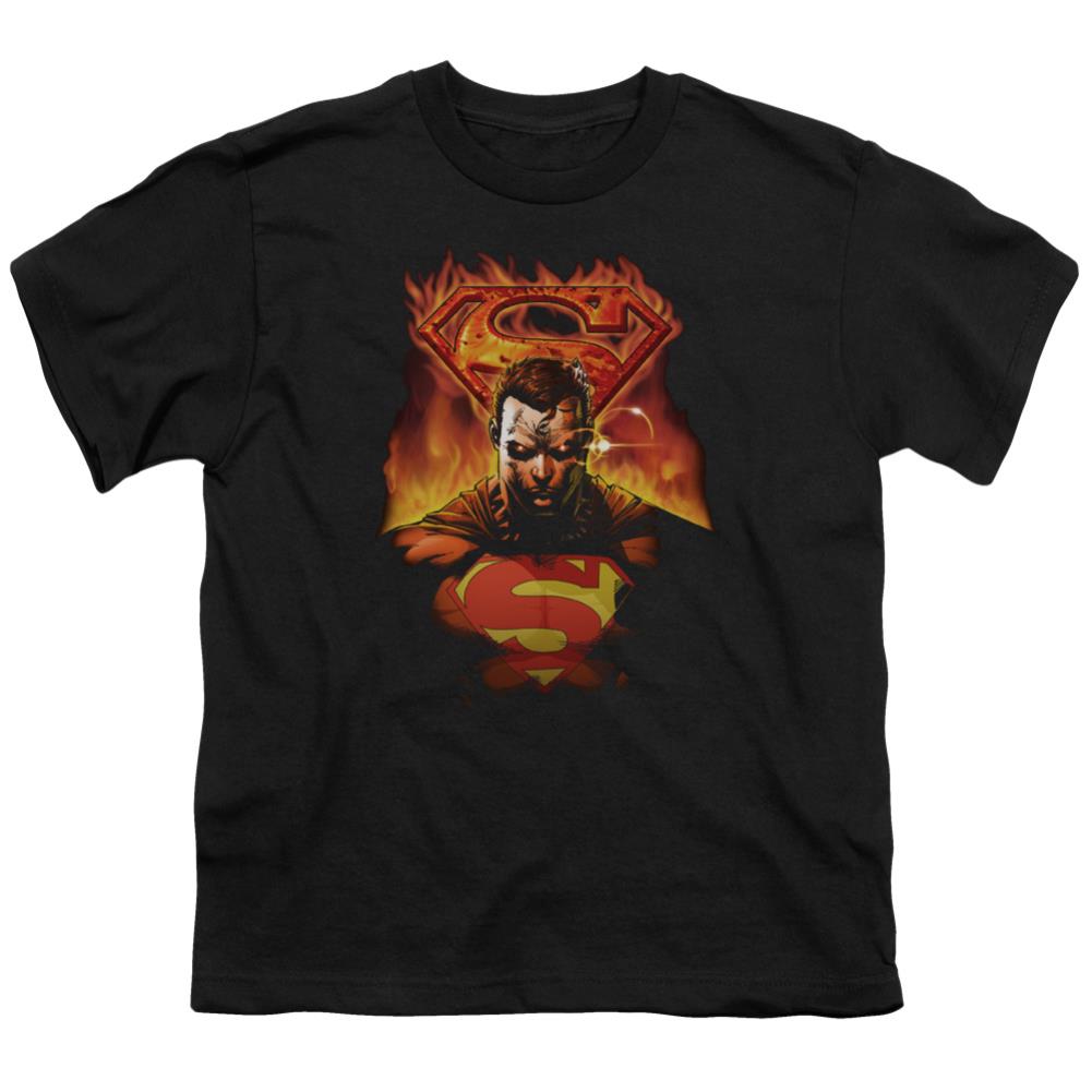 Superman Man On Fire Youth 18/1 100% Cotton SS T