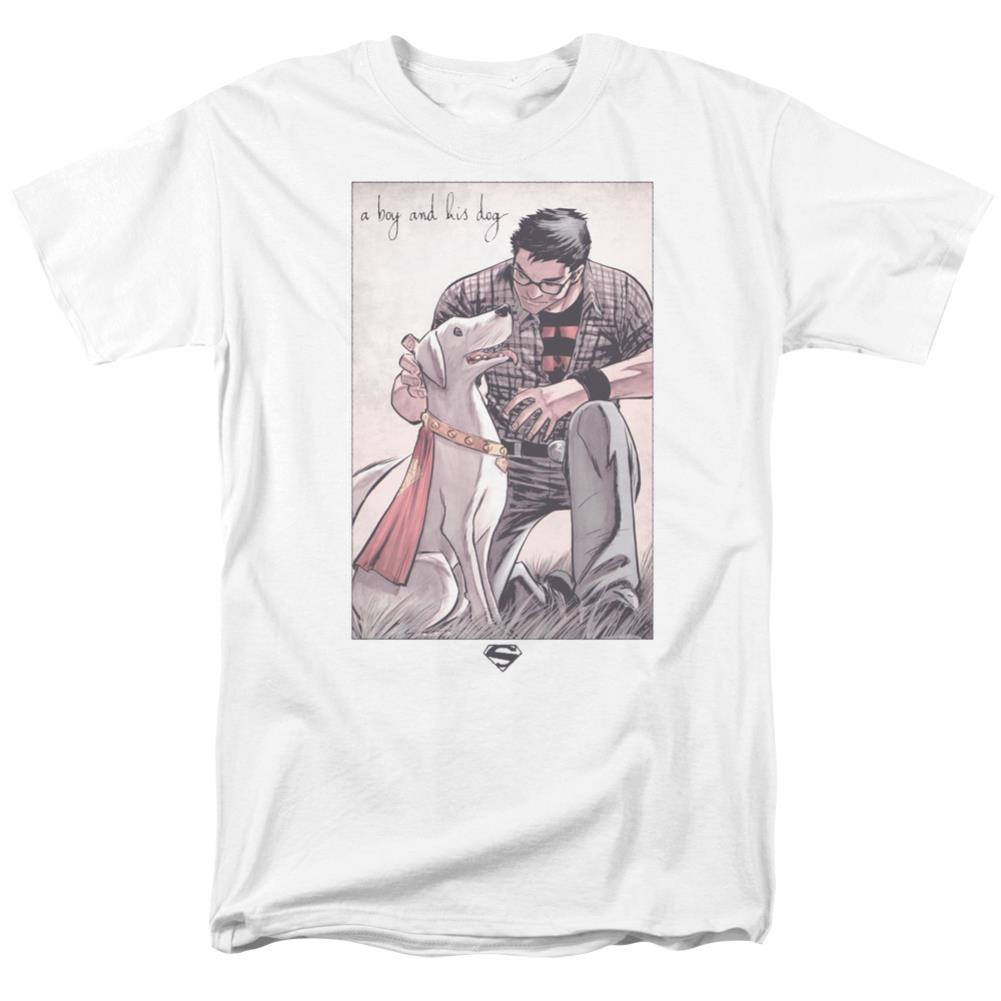 Superman Mans Best Friend Men's 18/1 Cotton SS T