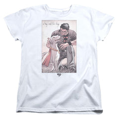Superman Mans Best Friend Women's 18/1 Cotton SS T