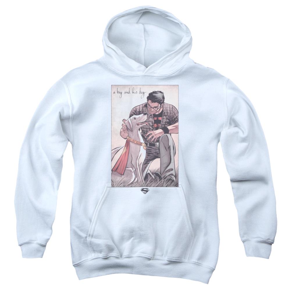 Superman Mans Best Friend Youth Cotton Poly Pull-Over Hoodie