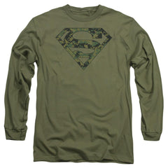 Superman Marine Camo Shield Men's 18/1 Cotton LS T