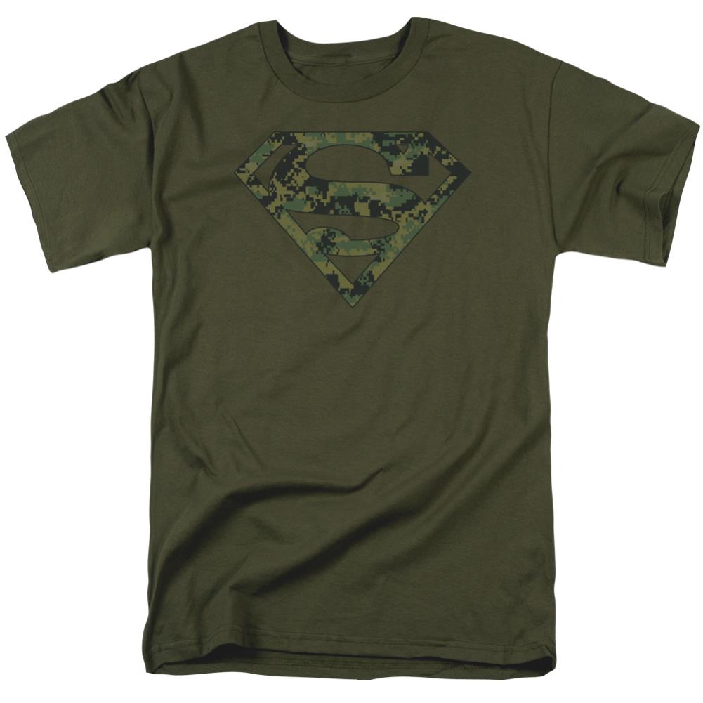 Superman Marine Camo Shield Men's 18/1 Cotton SS T