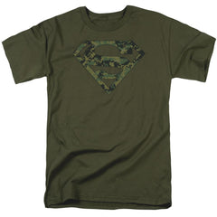 Superman Marine Camo Shield Men's 18/1 Cotton SS T
