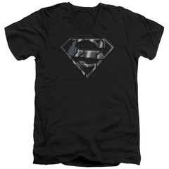 Superman Mech Shield Men's 30/1 Cotton Slim V-Neck T