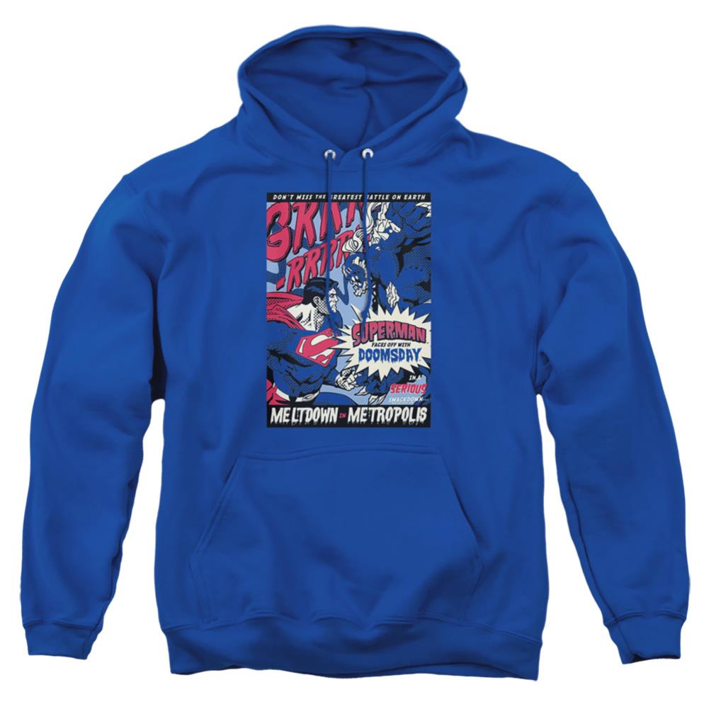 Superman Meltdown Men's Pull-Over 75 25 Poly Hoodie