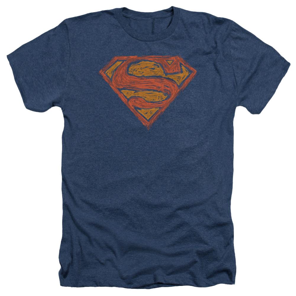Superman Messy S Men's 30/1 Heather 60 40 Poly SS T