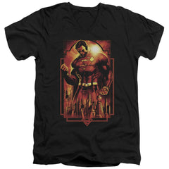 Superman Metropolis Deco Men's 30/1 Cotton Slim V-Neck T
