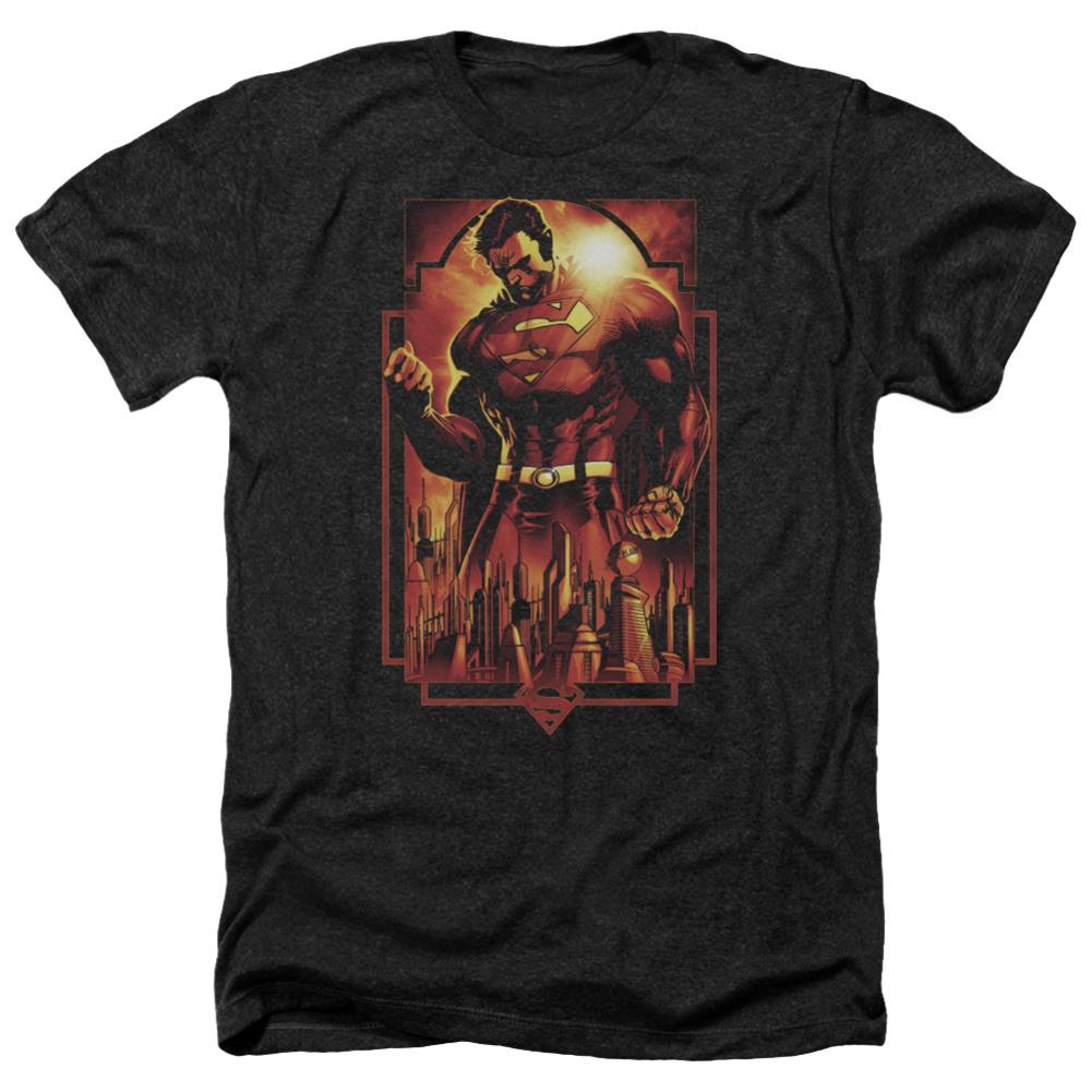 Superman Metropolis Deco Men's 30/1 Heather 60 40 Poly SS T
