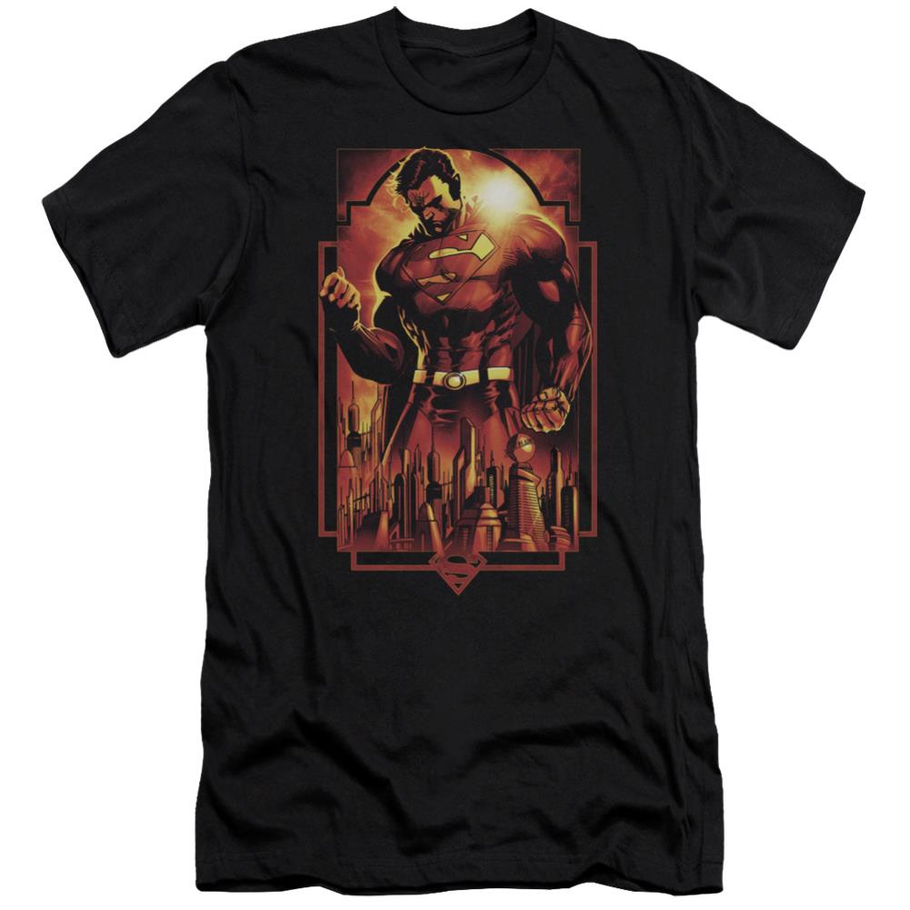 Superman Metropolis Deco Men's Ultra-Soft 30/1 Cotton Slim SS T