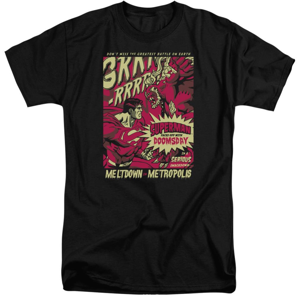Superman Metropolis Meltdown Men's 18/1 Tall Cotton SS T
