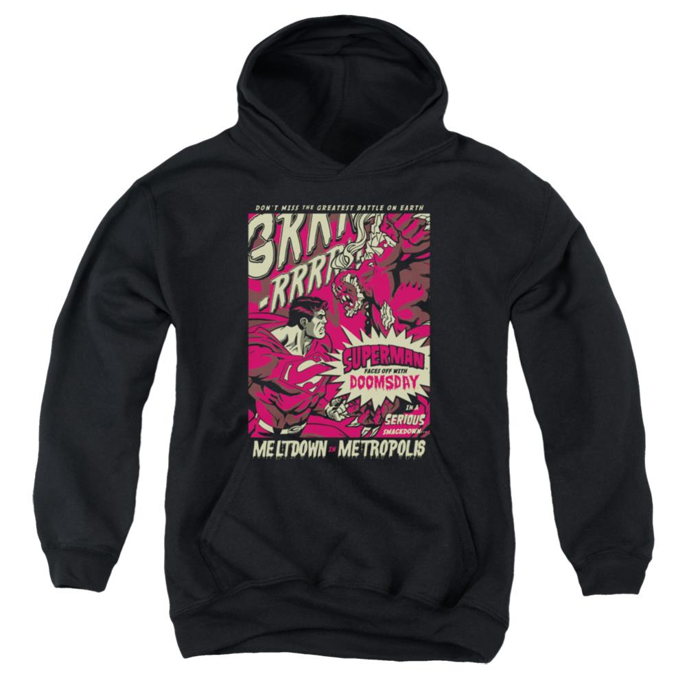 Superman Metropolis Meltdown Youth Cotton Poly Pull-Over Hoodie