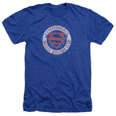 Superman Muscle Club Men's 30/1 Heather 60 40 Poly SS T