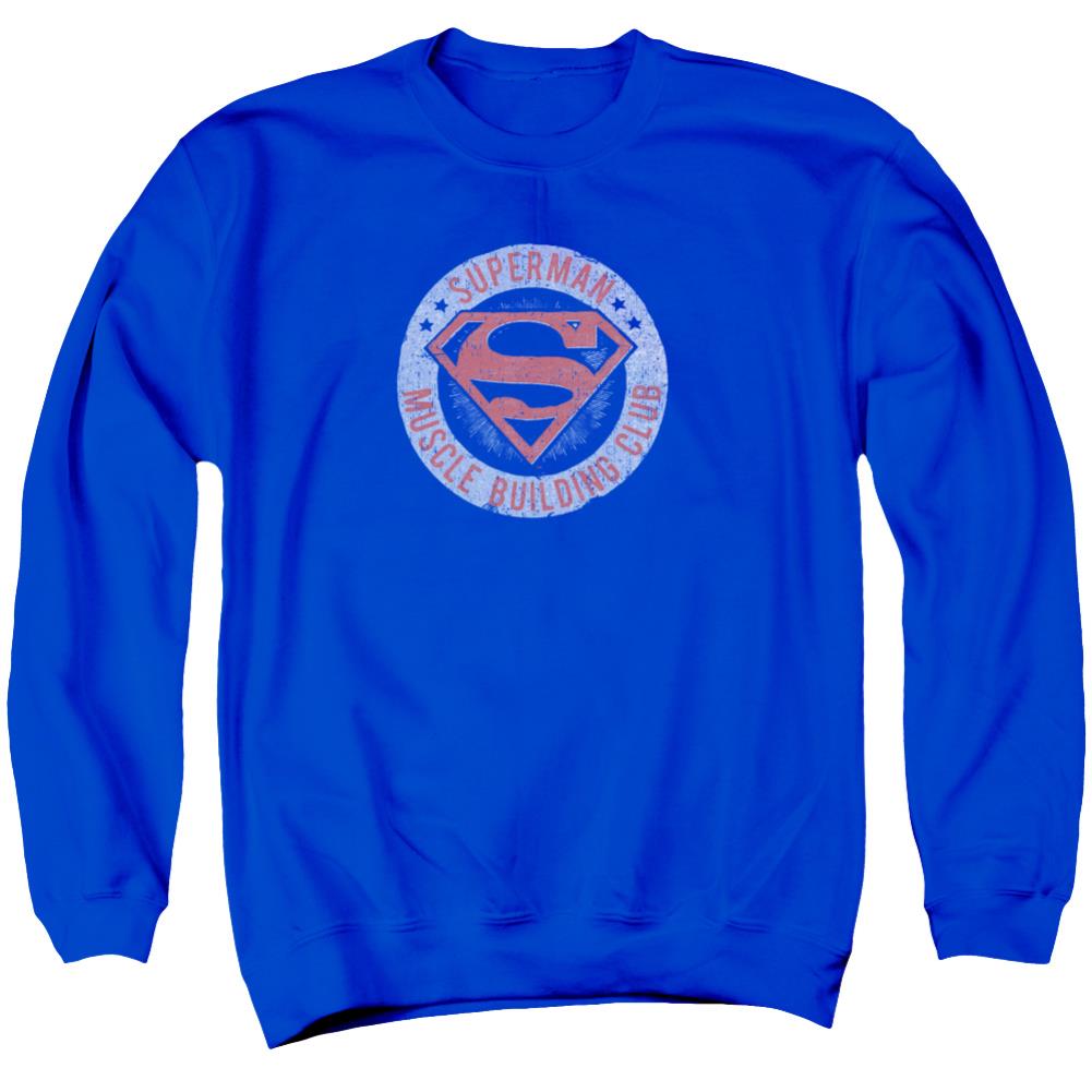 Superman Muscle Club Men's Crewneck 50 50 Poly LS T