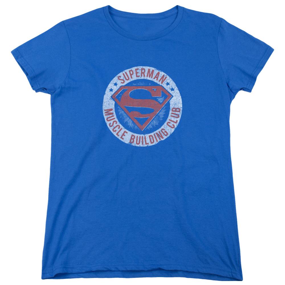 Superman Muscle Club Women's 18/1 Cotton SS T