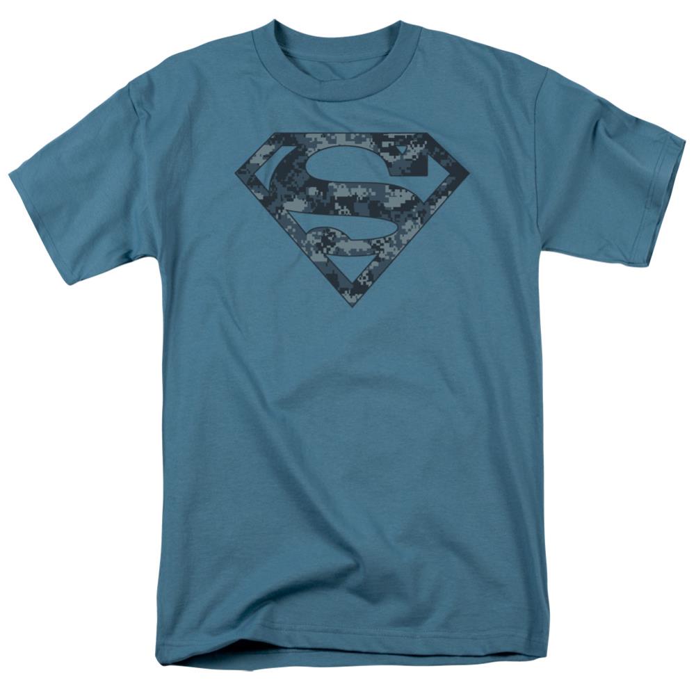 Superman Navy Camo Shield Men's 18/1 Cotton SS T