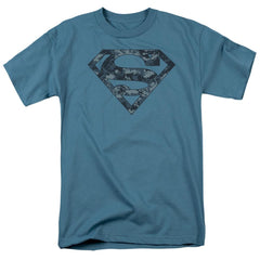 Superman Navy Camo Shield Men's 18/1 Cotton SS T