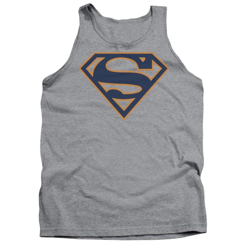 Superman Navy & Orange Shield Men's 18/1 Cotton Tank Top