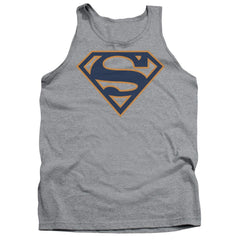 Superman Navy & Orange Shield Men's 18/1 Cotton Tank Top