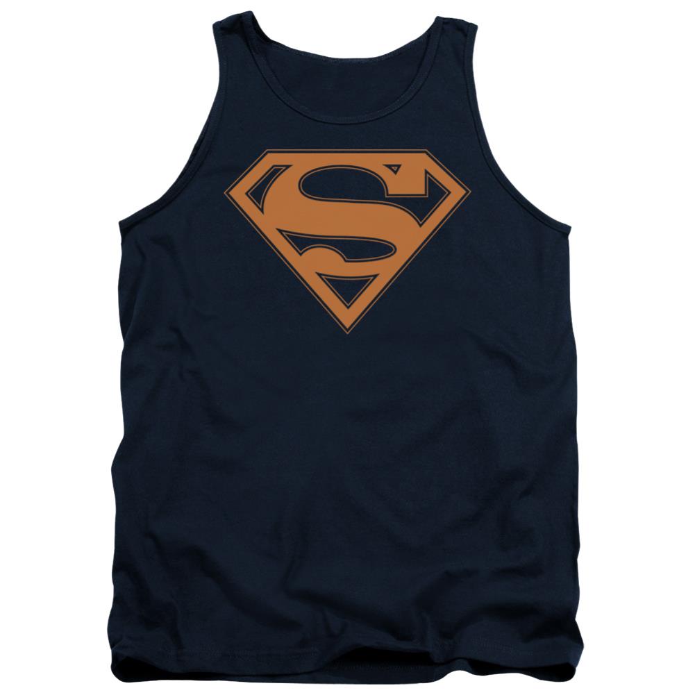 Superman Navy & Orange Shield Men's 18/1 Cotton Tank Top