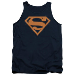 Superman Navy & Orange Shield Men's 18/1 Cotton Tank Top