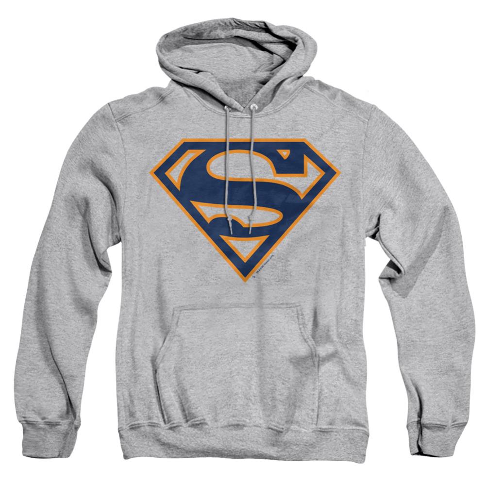 Superman Navy & Orange Shield Men's Pull-Over 75 25 Poly Hoodie