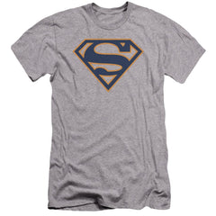 Superman Navy & Orange Shield Men's Ultra-Soft 30/1 Cotton Slim SS T
