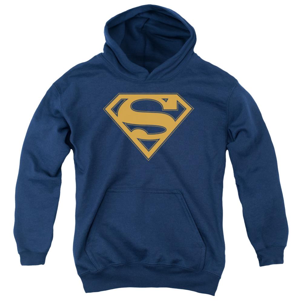 Superman Navy & Orange Shield Youth Cotton Poly Pull-Over Hoodie