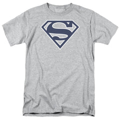 Superman Navy & White Shield Men's 18/1 Cotton SS T