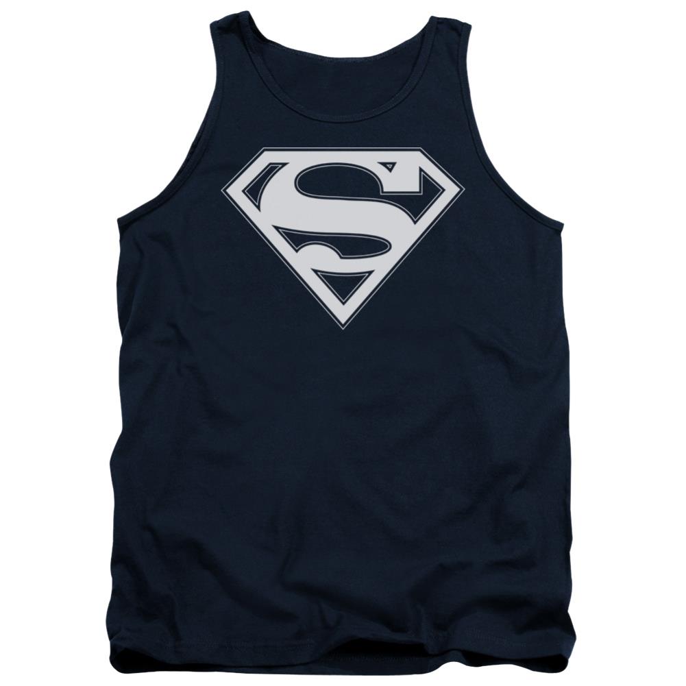 Superman Navy & White Shield Men's 18/1 Cotton Tank Top