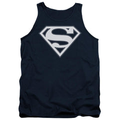 Superman Navy & White Shield Men's 18/1 Cotton Tank Top