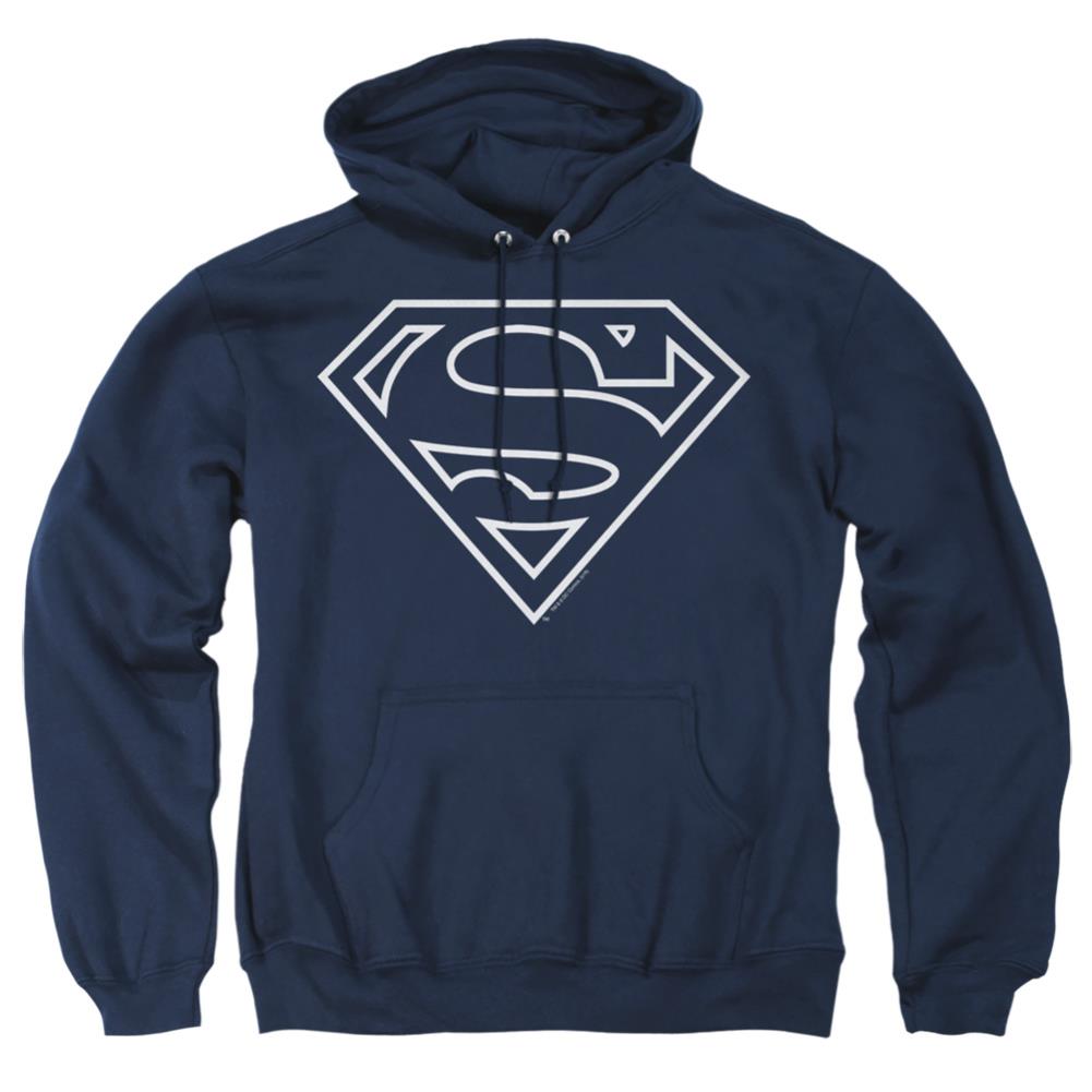 Superman Navy & White Shield Men's Pull-Over 75 25 Poly Hoodie