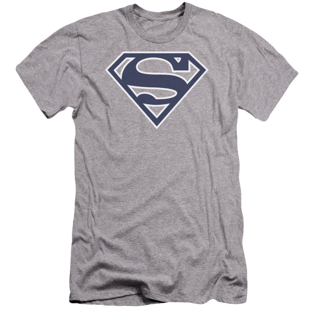 Superman Navy & White Shield Men's Ultra-Soft 30/1 Cotton Slim SS T