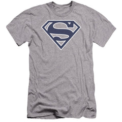 Superman Navy & White Shield Men's Ultra-Soft 30/1 Cotton Slim SS T