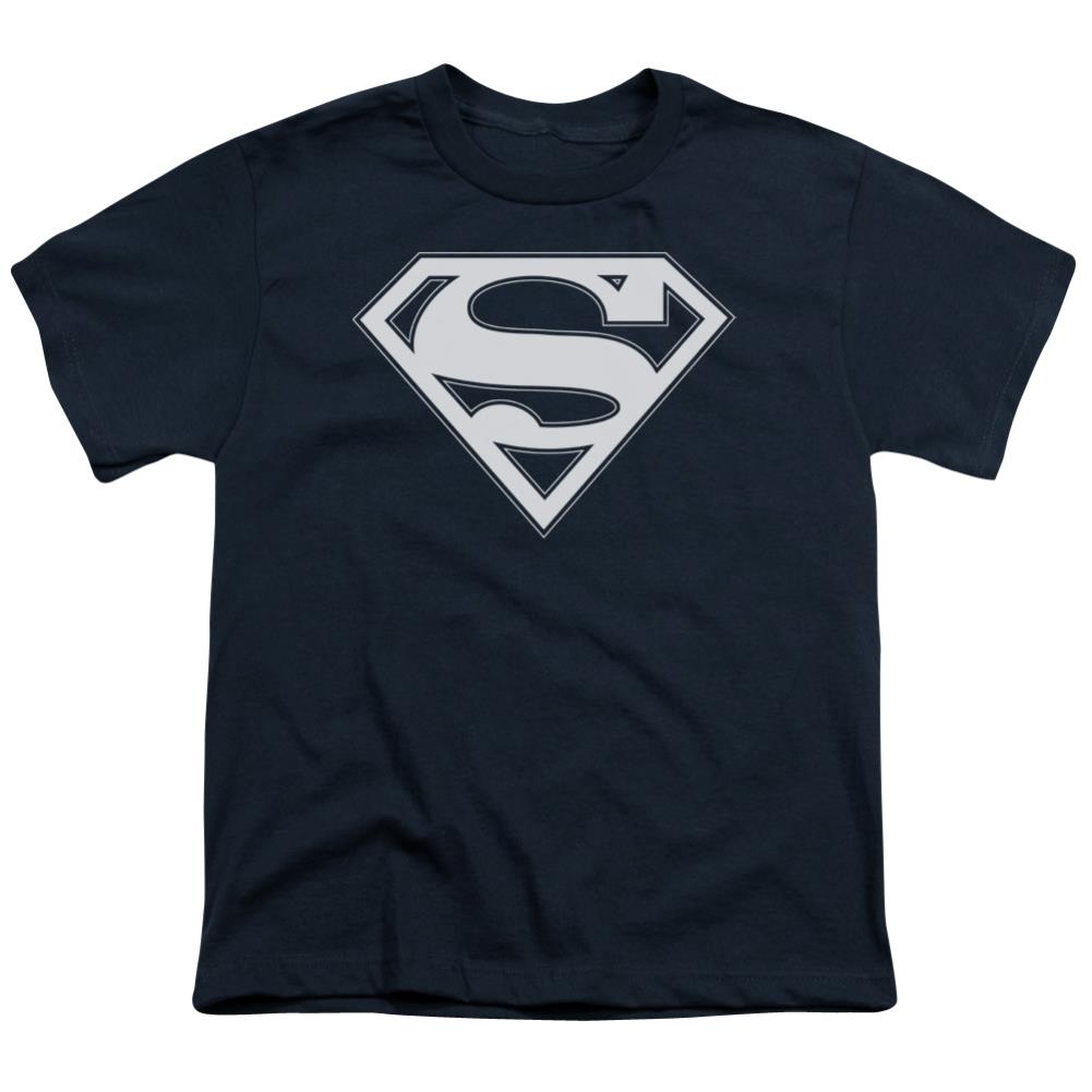 Superman Navy & White Shield Youth 18/1 100% Cotton SS T