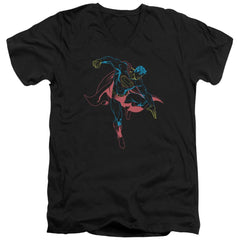 Superman Neon Superman Men's 30/1 Cotton Slim V-Neck T
