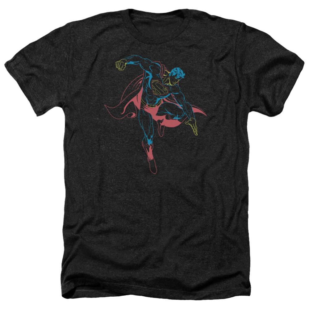 Superman Neon Superman Men's 30/1 Heather 60 40 Poly SS T