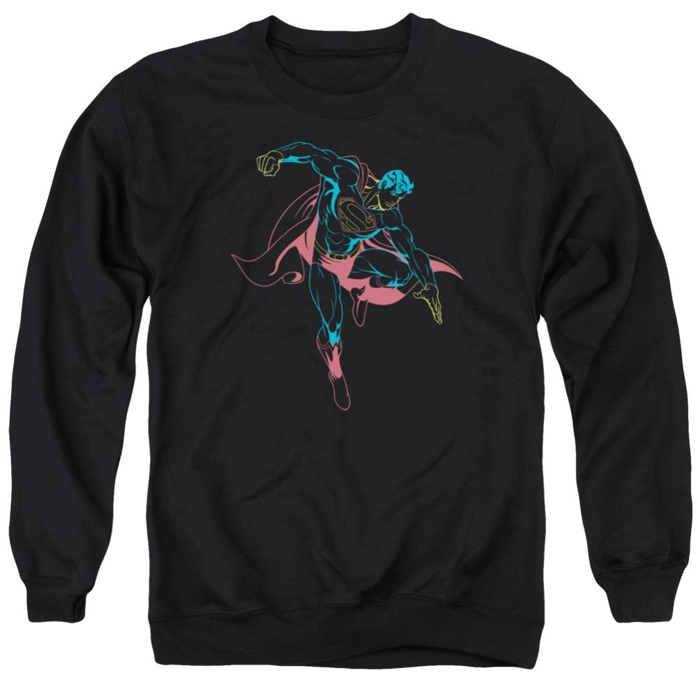 Superman Neon Superman Men's Crewneck 50 50 Poly LS T