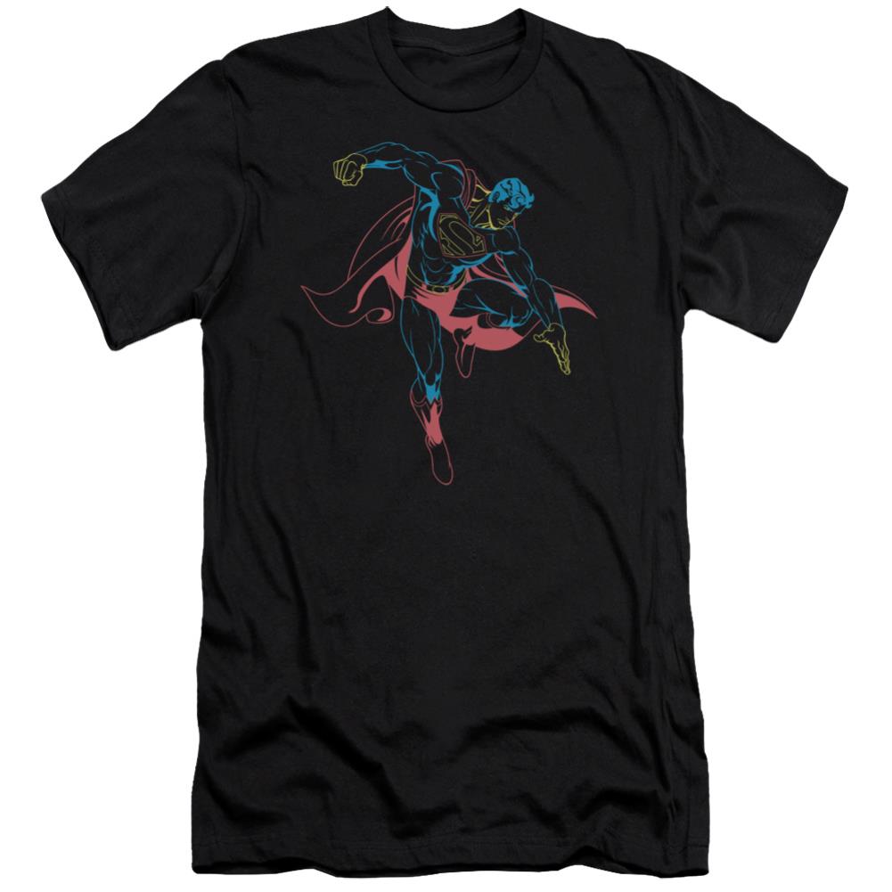 Superman Neon Superman Men's Ultra-Soft 30/1 Cotton Slim SS T