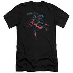 Superman Neon Superman Men's Ultra-Soft 30/1 Cotton Slim SS T