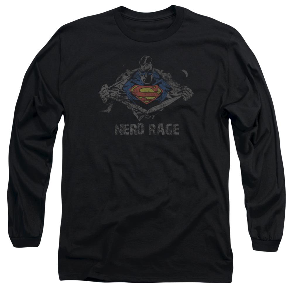 Superman Nerd Rage Men's 18/1 Cotton LS T