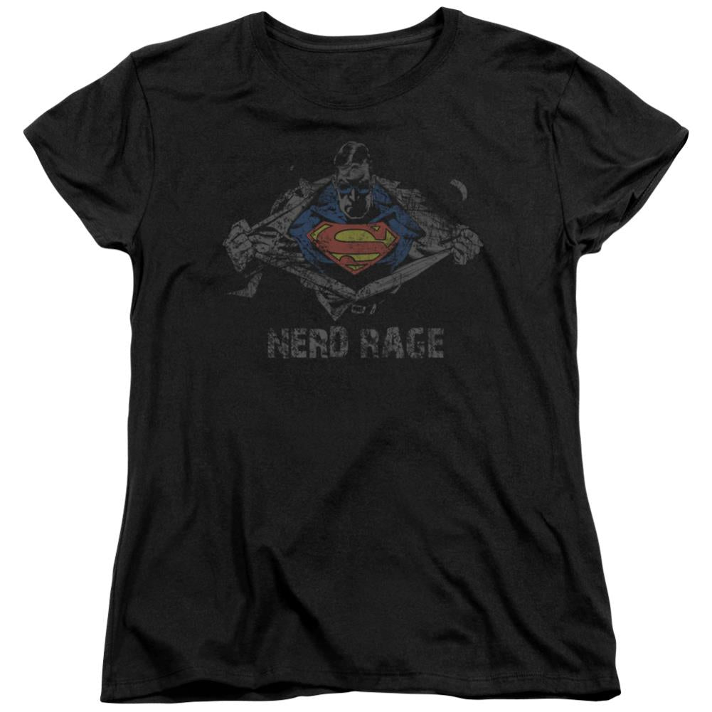 Superman Nerd Rage Women's 18/1 Cotton SS T