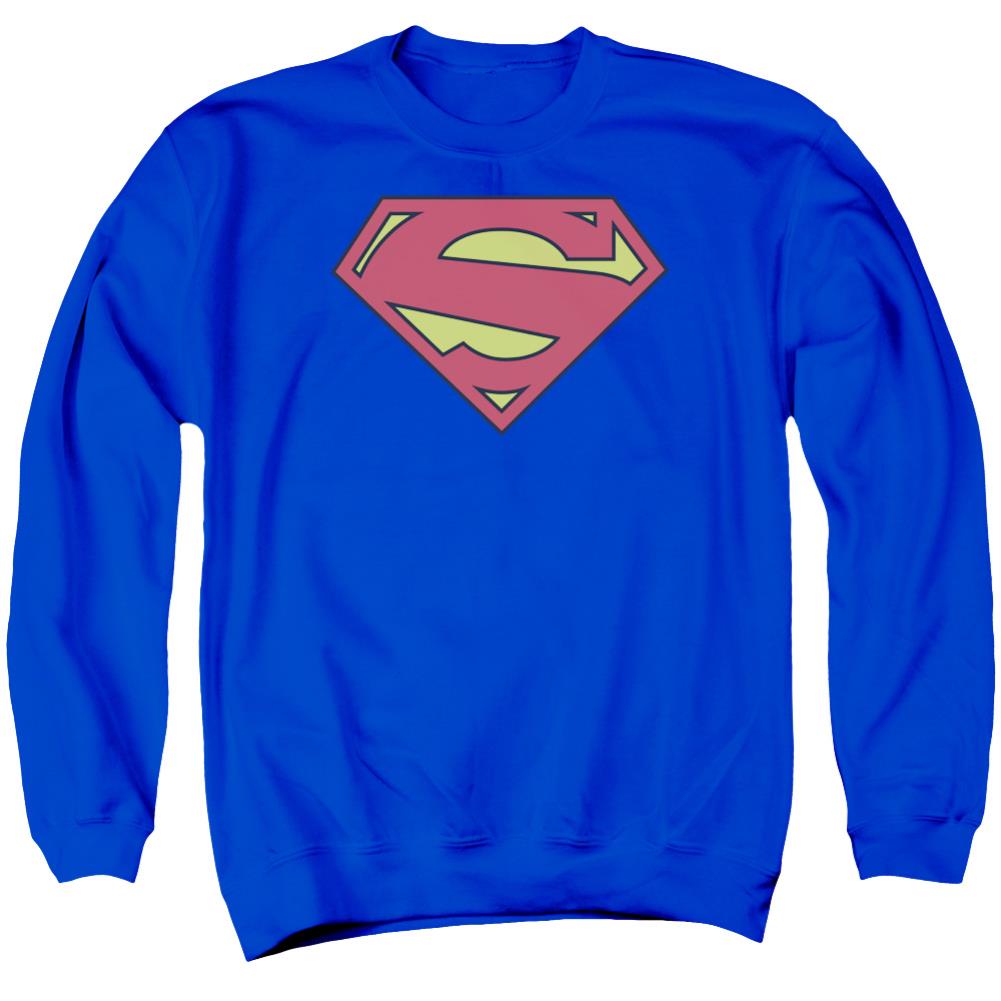 Superman New 52 Shield Men's Crewneck 50 50 Poly LS T