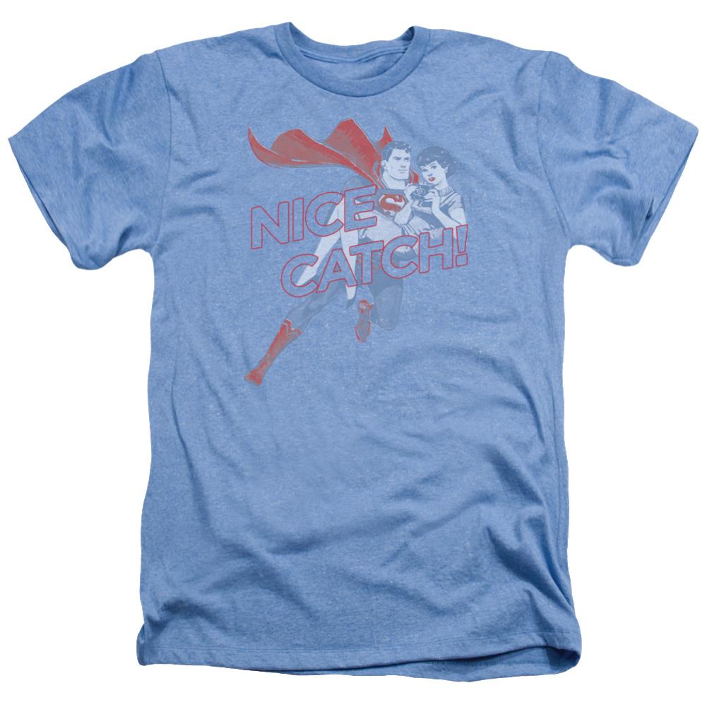 Superman Nice Catch Men's 30/1 Heather 60 40 Poly SS T