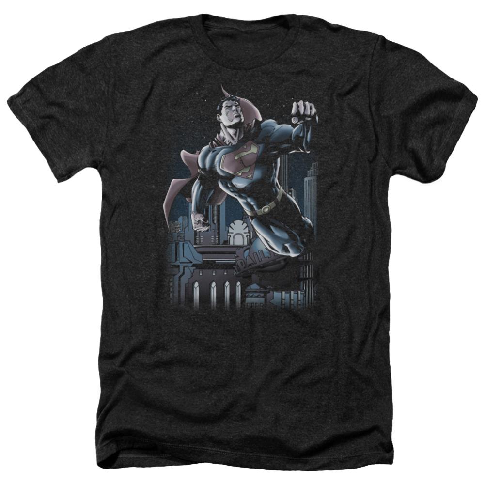 Superman Night Fight Men's 30/1 Heather 60 40 Poly SS T