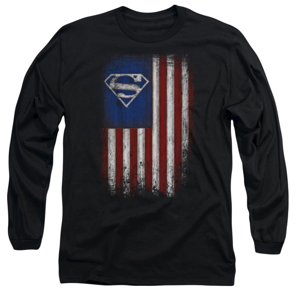 Superman Old Glory Shield Men's 18/1 Cotton LS T
